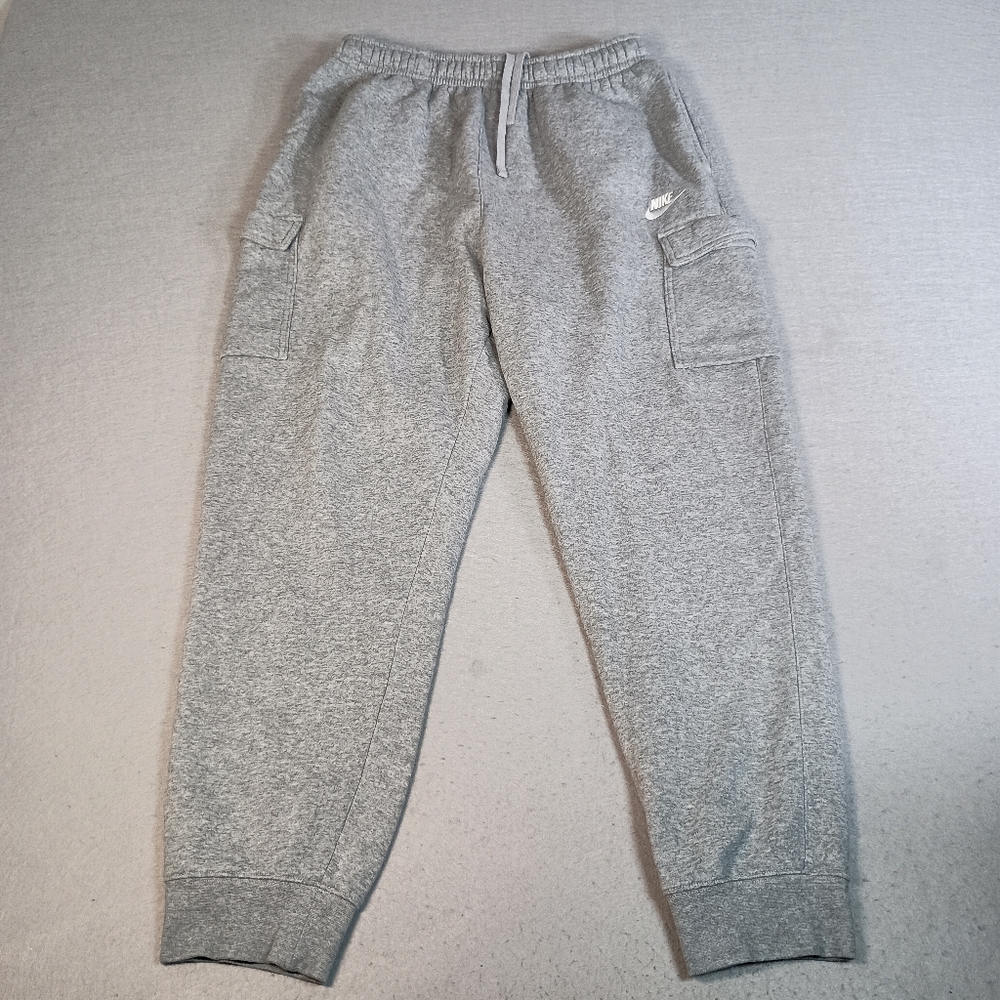 Nike Sportswear Club Mens XL Gray Fleece Cargo Stretch Tapered Leg Sweatpants